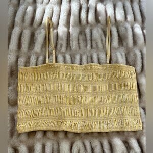 A New Day Light Yellow Smocked Crop Top